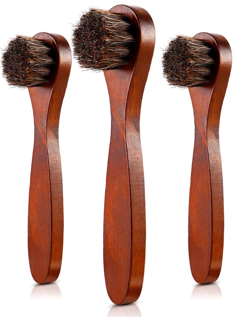 Jovitec 3 Pieces Horsehair Polish Applicator Brush Kit Saddle Soap Shoe Shine Brush Leather Boot Clean Dauber Applicators(Brown) - Image 1